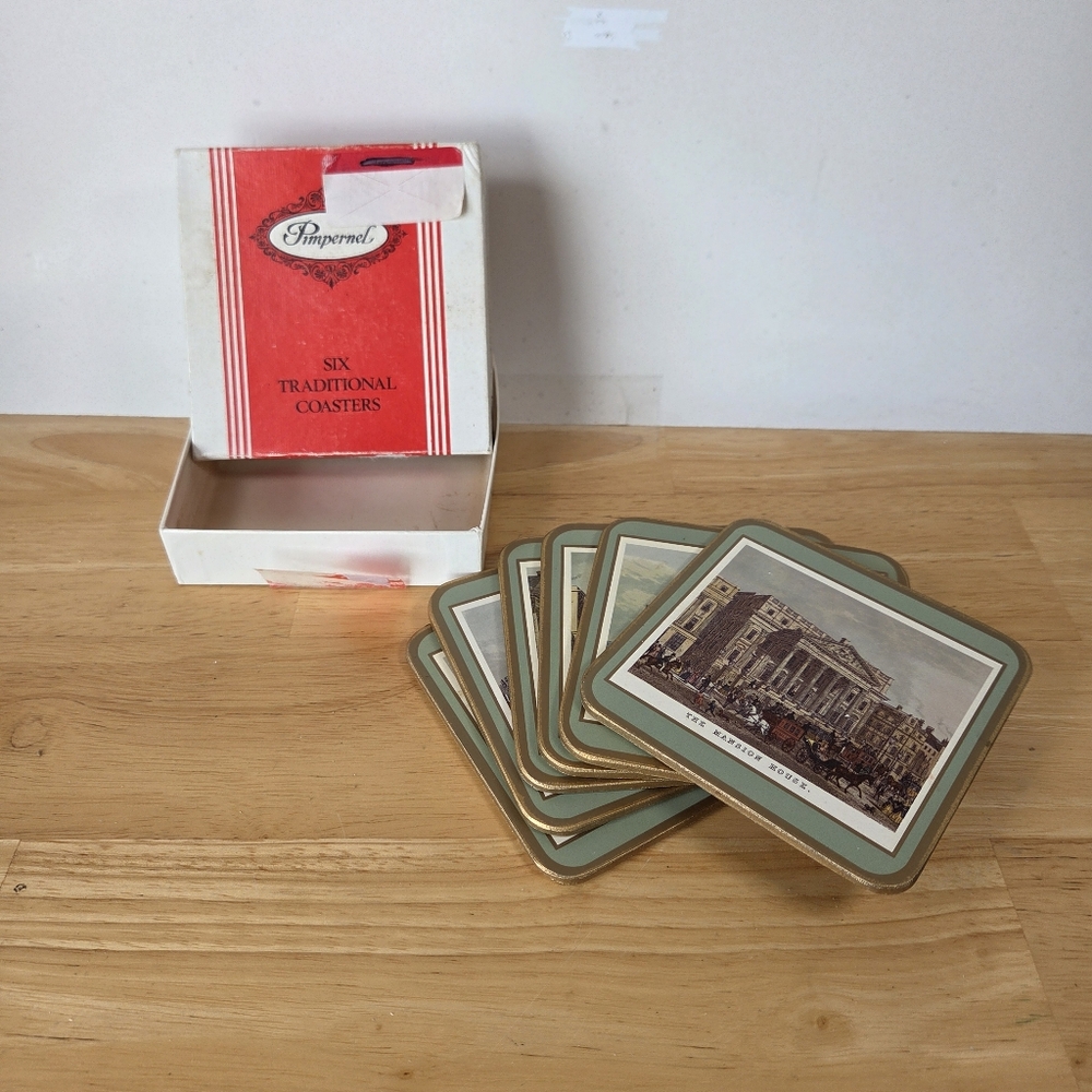 Pimpernel Traditional Coasters Set Vintage United Kingdom Cork Back 6